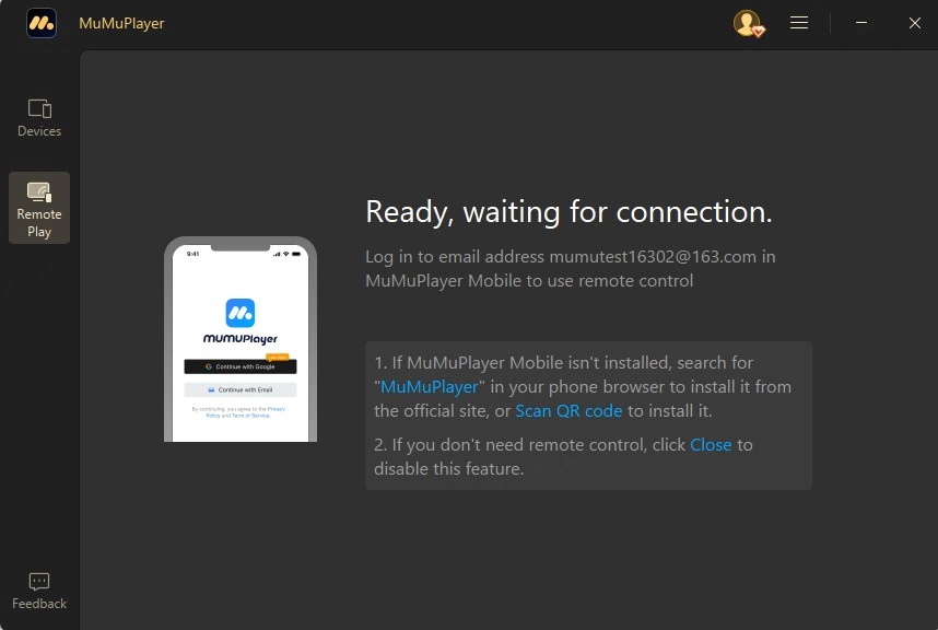 Interface after signing in