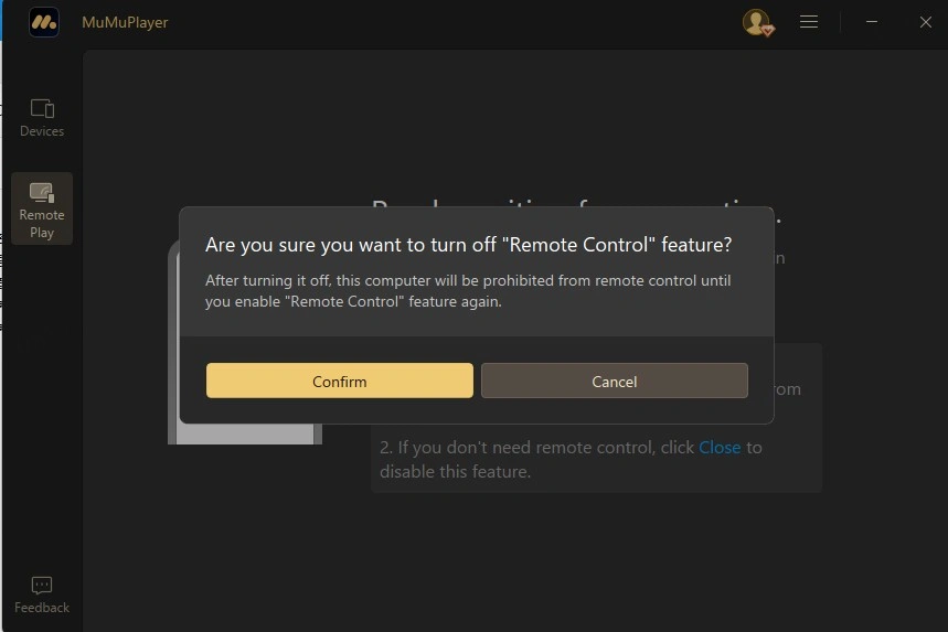 Remote control disabled