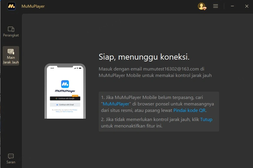 Antarmuka setelah masuk