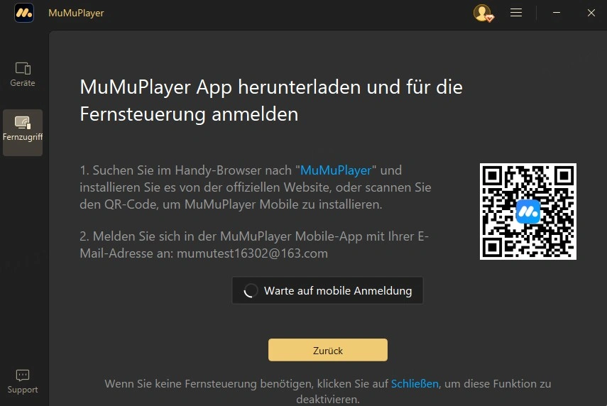 Unterschiedliche Konten auf den beiden Geräten angemeldet
