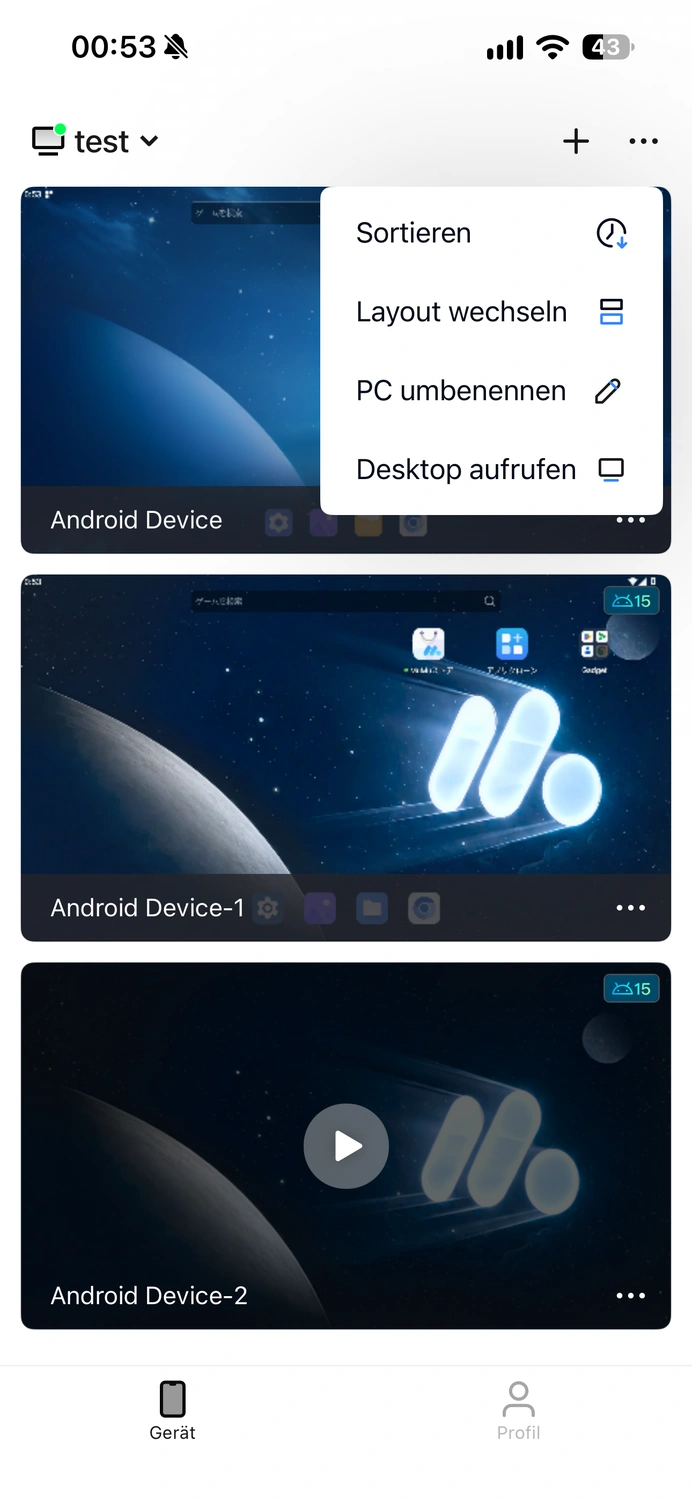 Android-Gerät per Fernzugriff erstellen