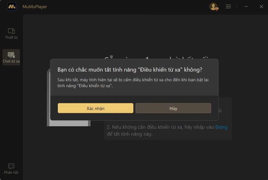 Đã tắt điều khiển từ xa
