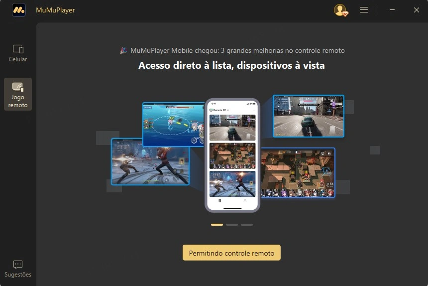 Interface após o login