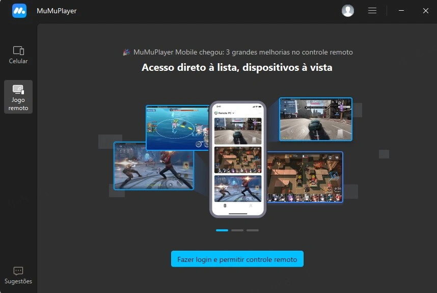 Interface quando não está conectado