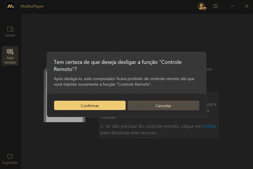 Controle remoto desativado