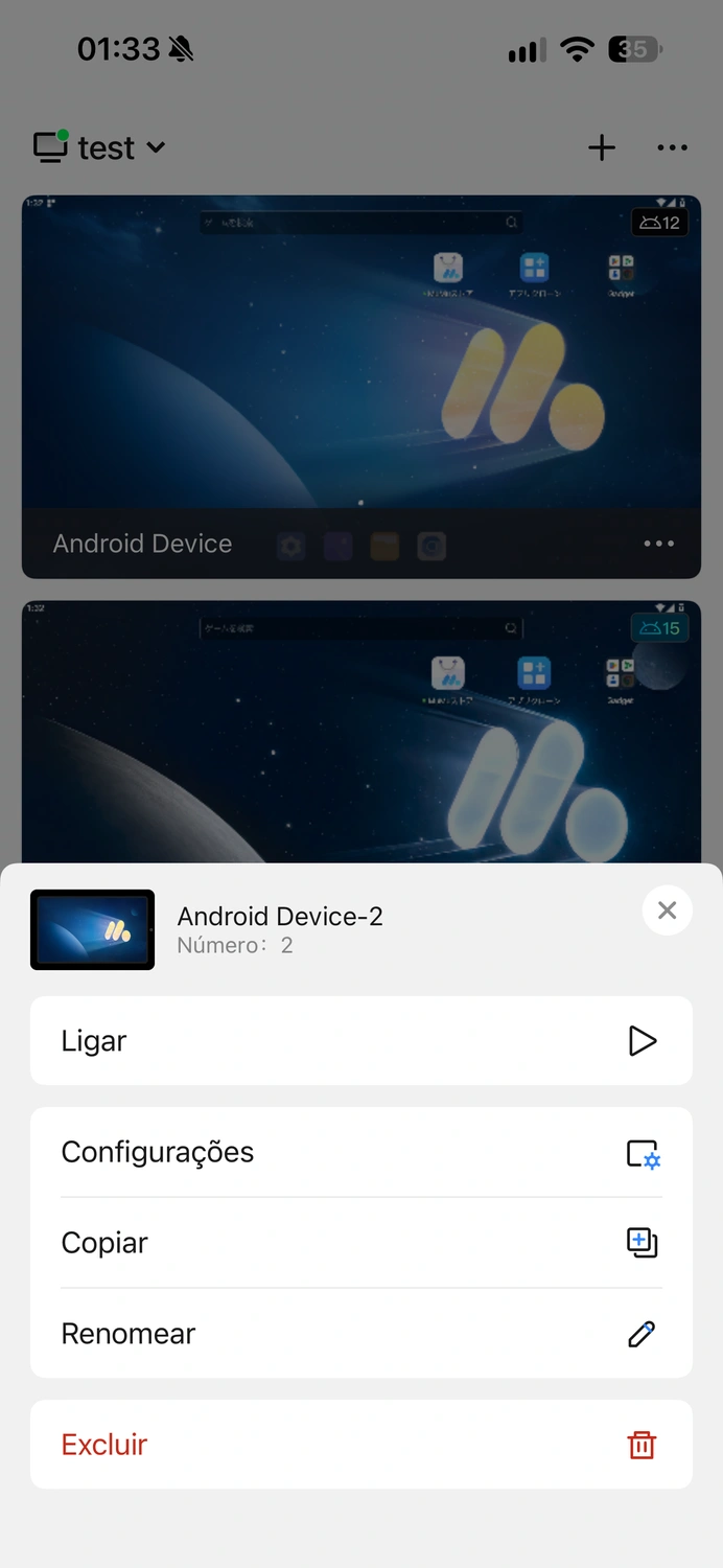 Controlar um dispositivo Android individual