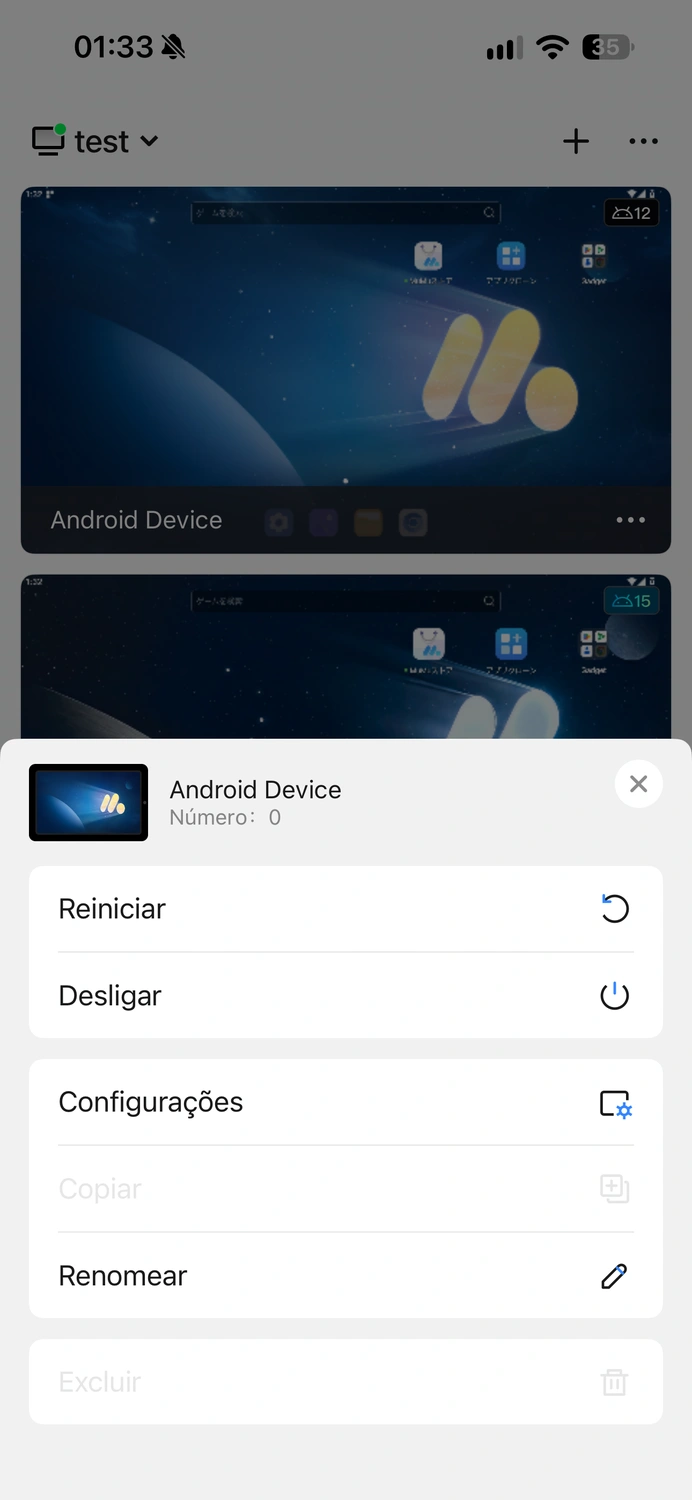 Controlar um dispositivo Android individual