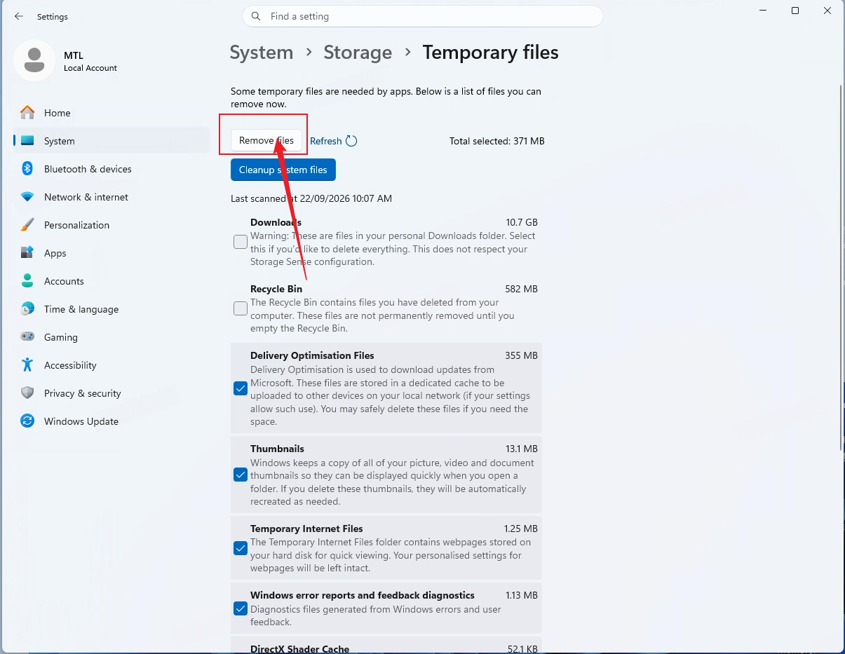 Используйте очистку хранилища Windows